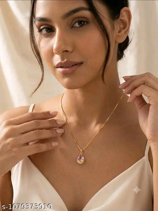 ✨ Elegant Teardrop Pendant Necklace – Utsav Jewels