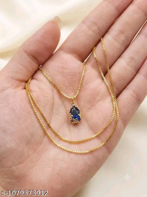 ✨ Elegant Teardrop Pendant Necklace – Utsav Jewels