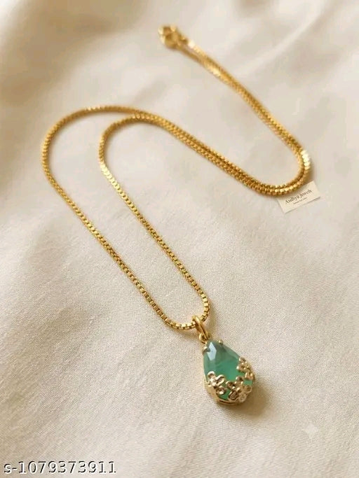 ✨ Elegant Teardrop Pendant Necklace – Utsav Jewels