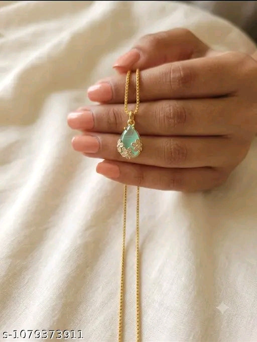 ✨ Elegant Teardrop Pendant Necklace – Utsav Jewels