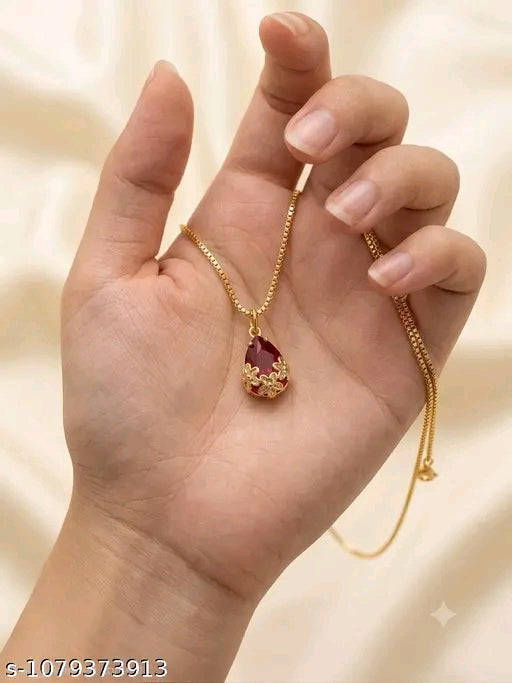 ✨ Elegant Teardrop Pendant Necklace – Utsav Jewels