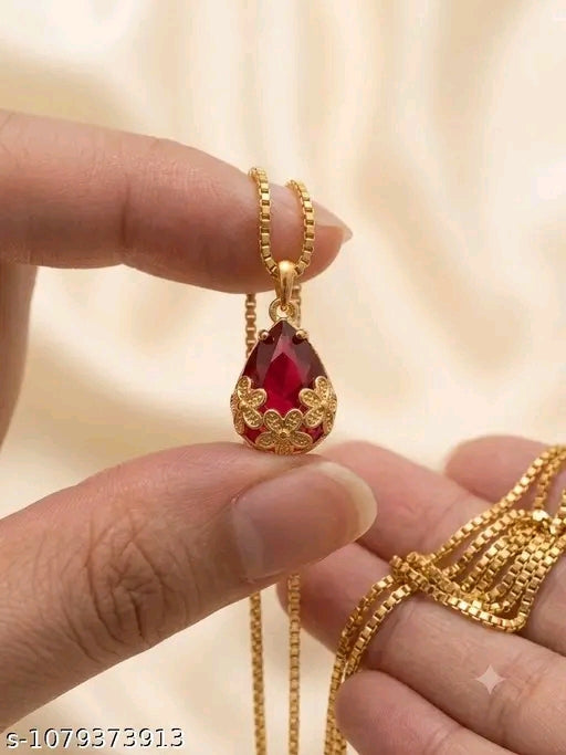 ✨ Elegant Teardrop Pendant Necklace – Utsav Jewels