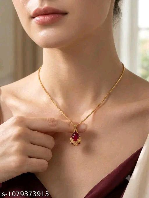 ✨ Elegant Teardrop Pendant Necklace – Utsav Jewels