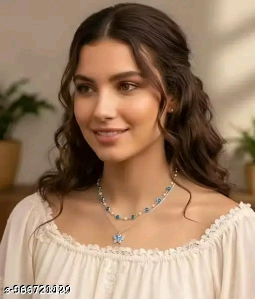 💙 Elegant Blue Butterfly Layered Necklace – Utsav Jewels